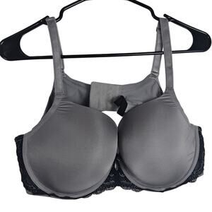 Torrid 44B Gray Full Coverage Bra with Black Lace Trim & Underwire Intimates